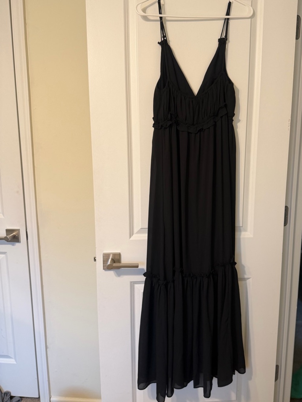 Abercrombie & Fitch Black V-Neck Spaghetti Strap Maxi Dress